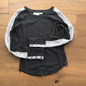 NWT Free People sz XS Tasha Thermal Top Shirt Black Beauty Combo